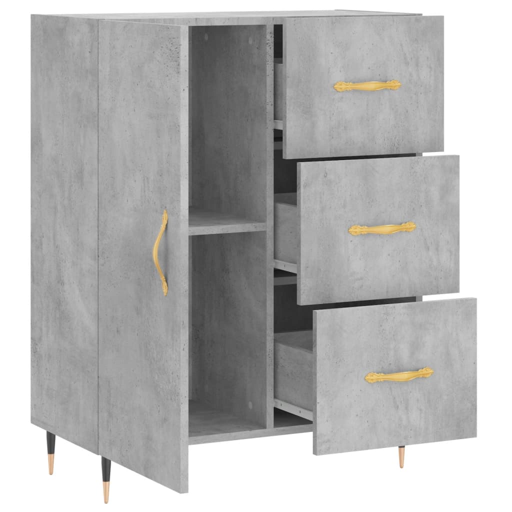 Buffet gris béton 69,5x34x90 cm bois d'ingénierie