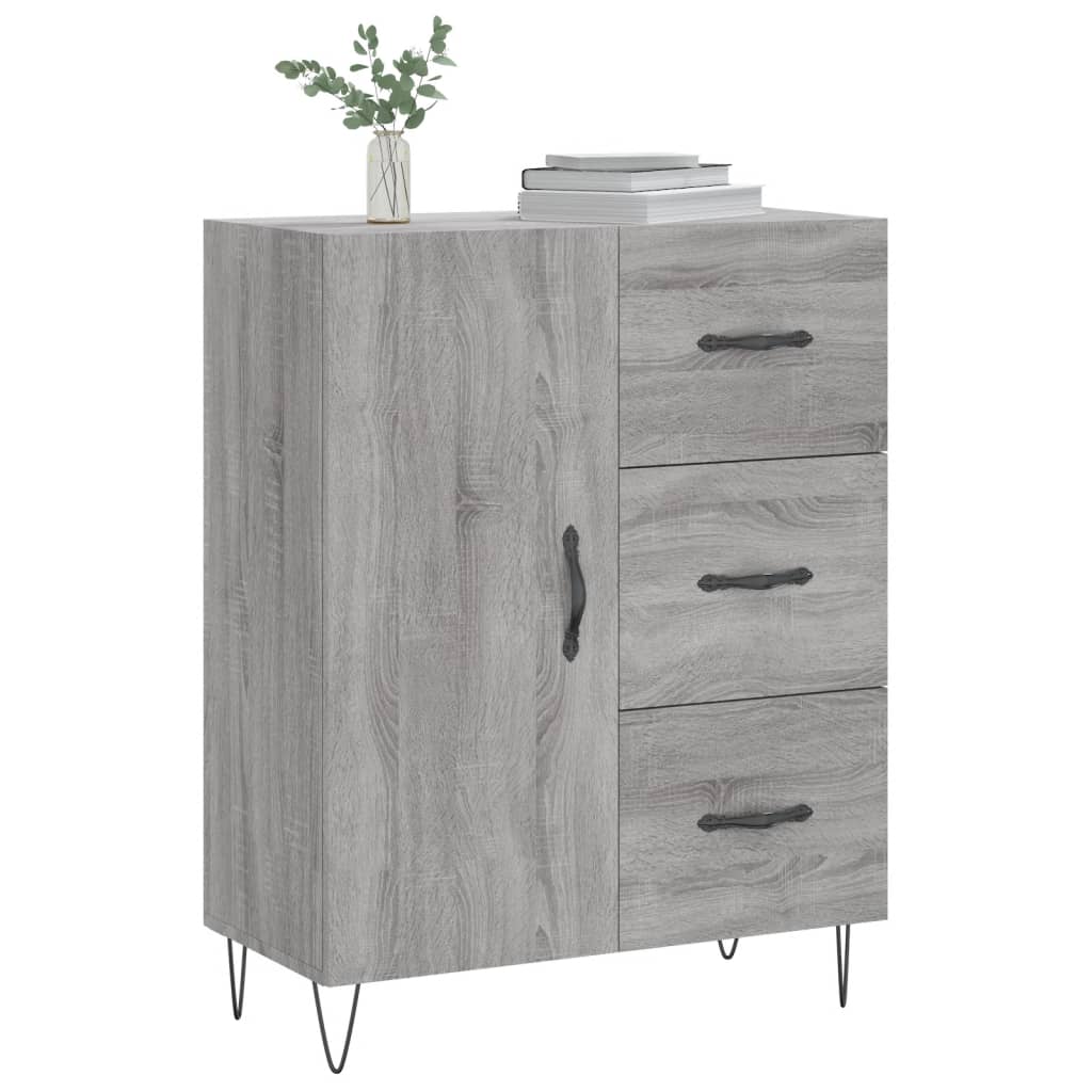 Sonoma graues Sideboard 69,5 x 34 x 90 cm, Holzwerkstoff