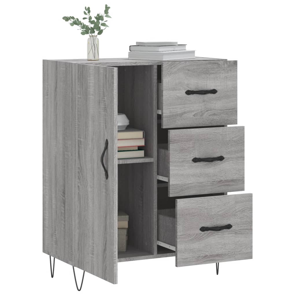 Sonoma graues Sideboard 69,5 x 34 x 90 cm, Holzwerkstoff