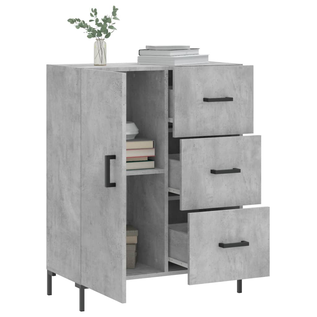 Buffet gris béton 69,5x34x90 cm bois d'ingénierie