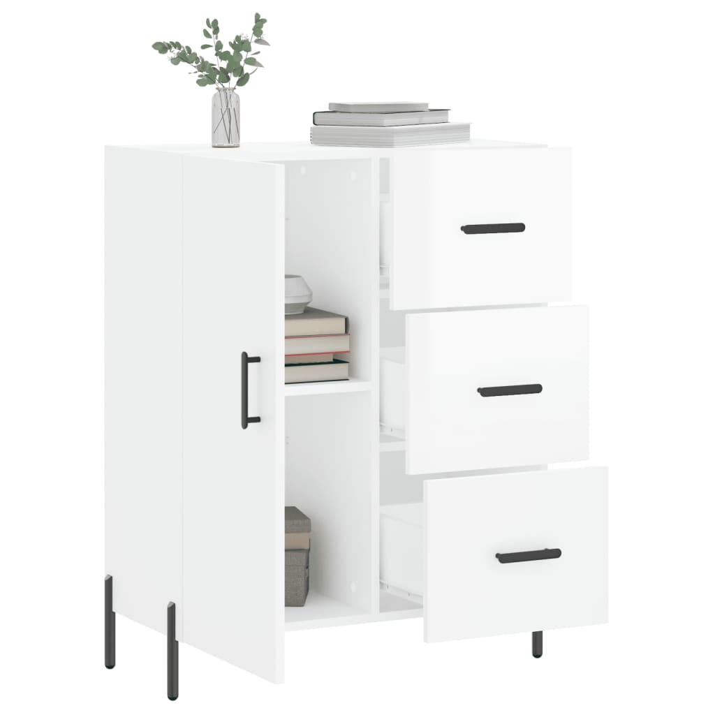 Buffet Blanc brillant 69,5x34x90 cm Bois d'ingénierie