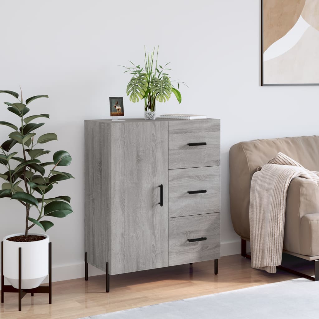 Sonoma graues Sideboard 69,5 x 34 x 90 cm, Holzwerkstoff