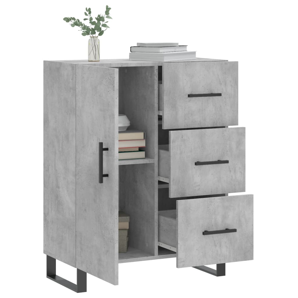 Buffet gris béton 69,5x34x90 cm bois d'ingénierie