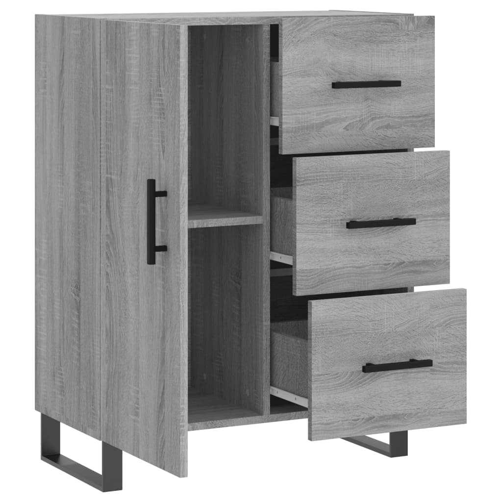 Sonoma graues Sideboard 69,5 x 34 x 90 cm, Holzwerkstoff