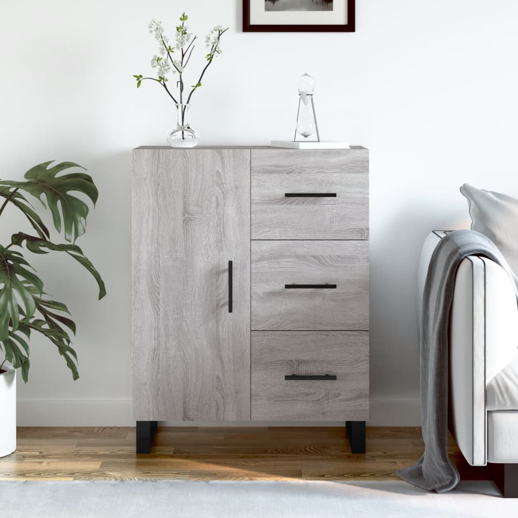 Sonoma graues Sideboard 69,5 x 34 x 90 cm, Holzwerkstoff