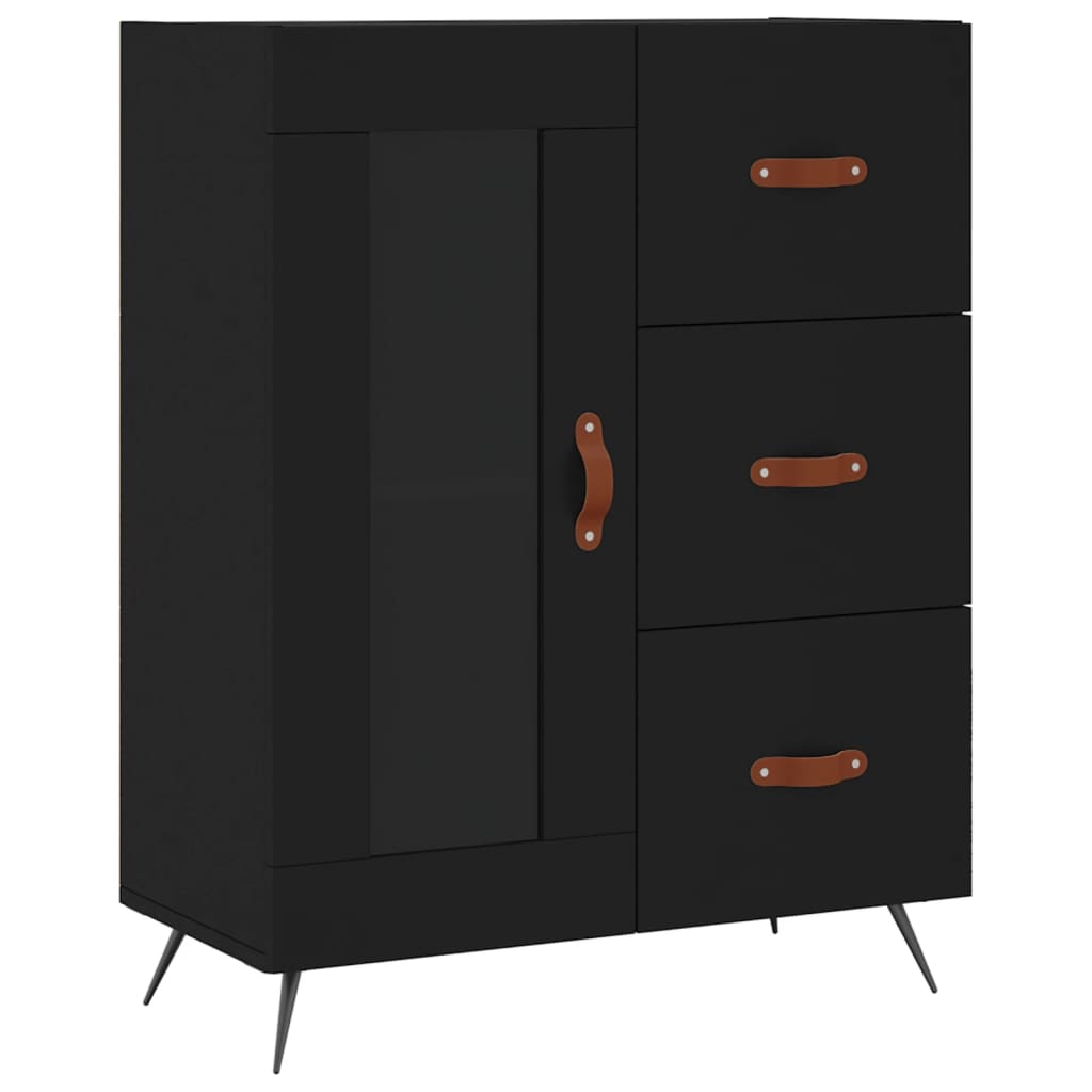 Buffet noir 69,5x34x90 cm bois d'ingénierie