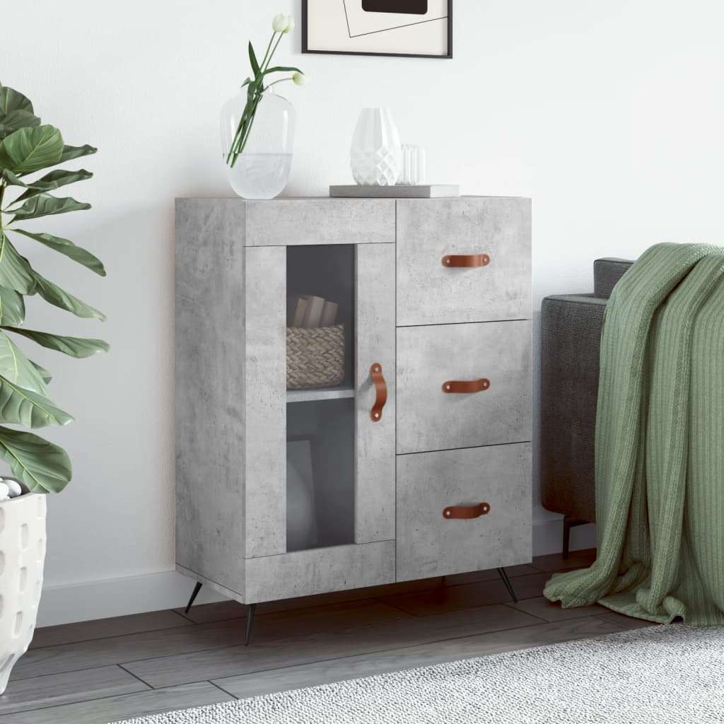 Concrete gray sideboard 69.5x34x90 cm engineered wood