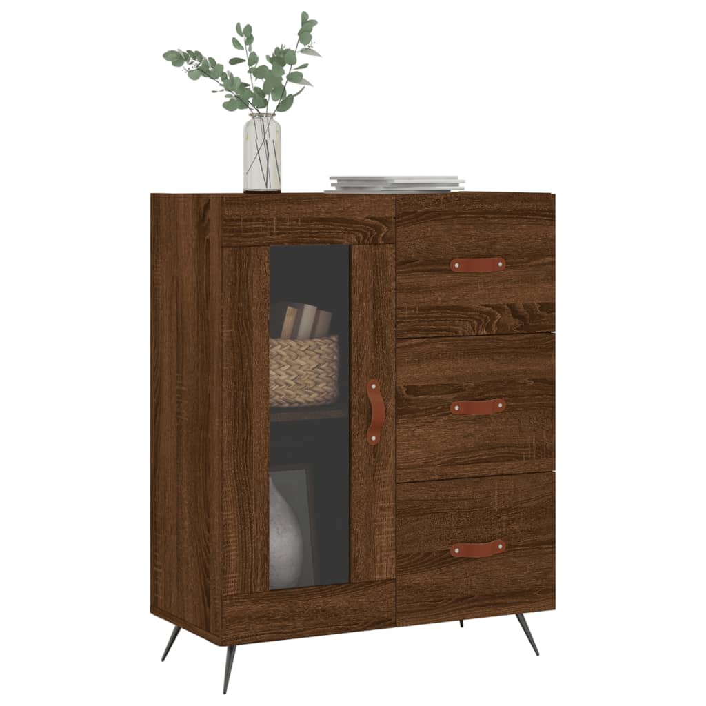 Buffet chêne marron 69,5x34x90 cm bois d'ingénierie