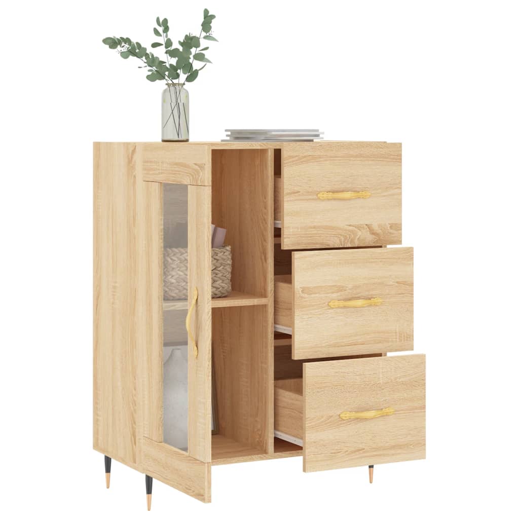 Sideboard aus Sonoma-Eiche, 69,5 x 34 x 90 cm, Holzwerkstoff