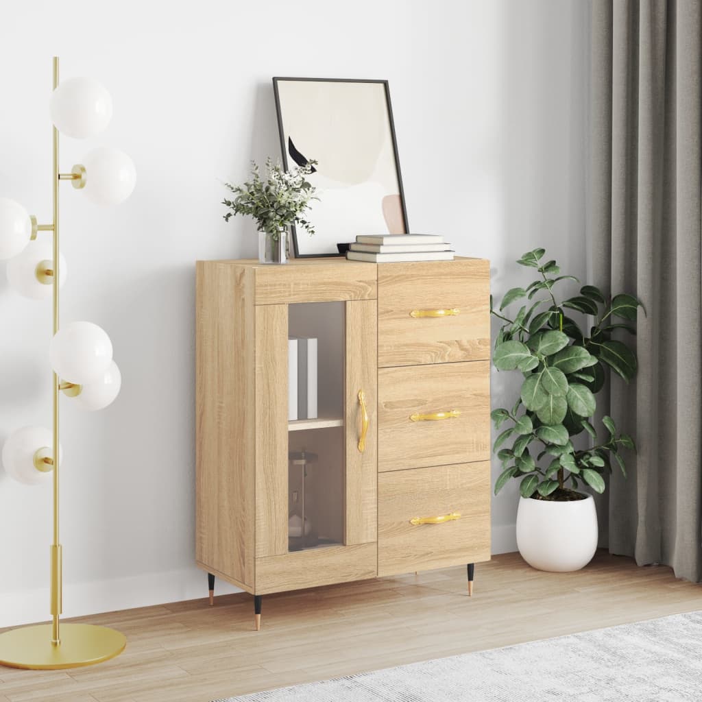 Sideboard aus Sonoma-Eiche, 69,5 x 34 x 90 cm, Holzwerkstoff