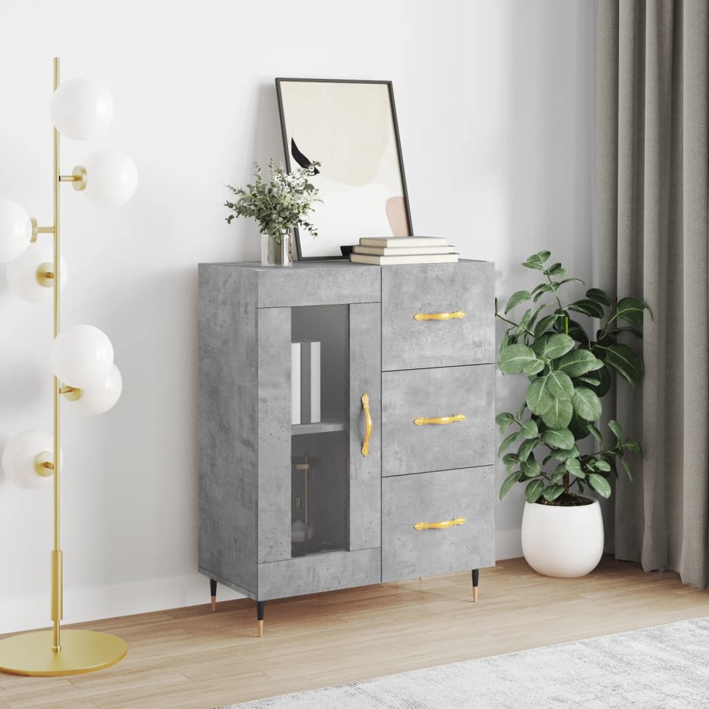 Concrete gray sideboard 69.5x34x90 cm engineered wood