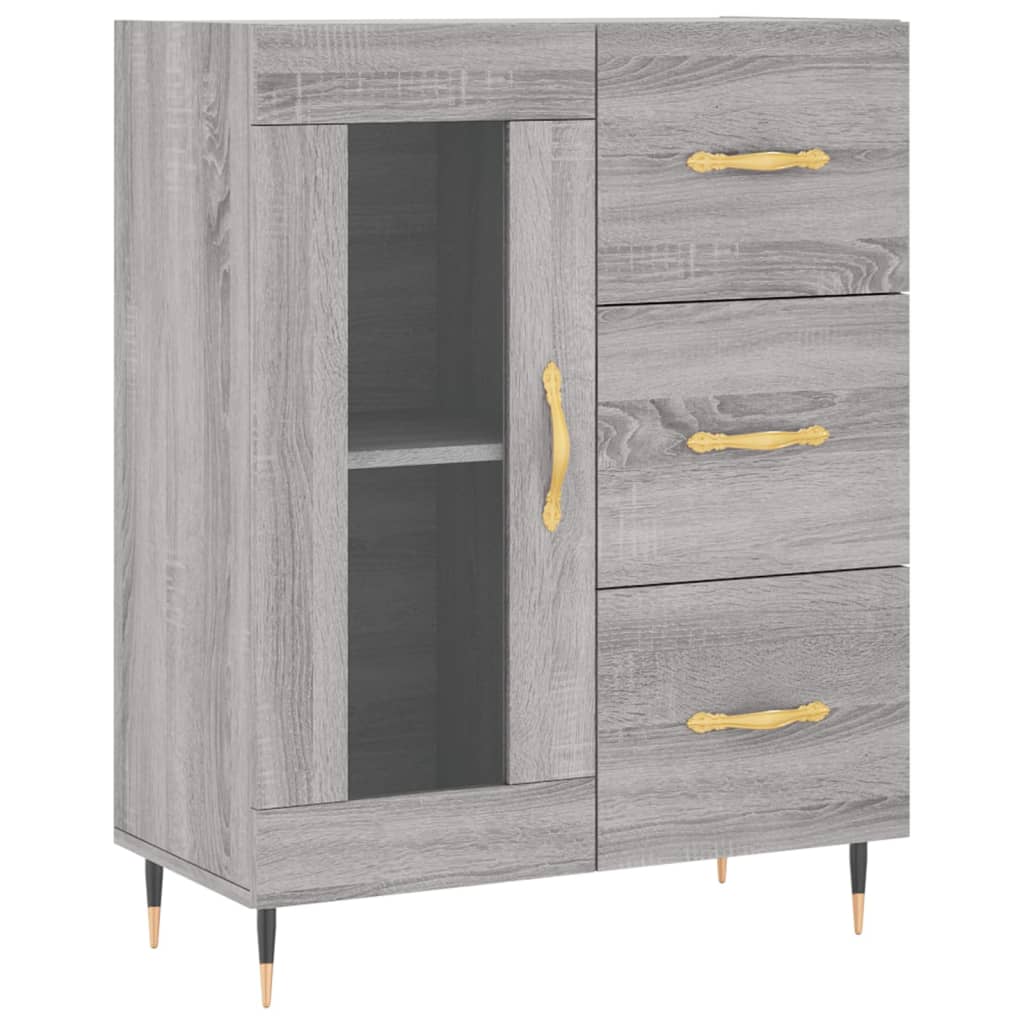 Sonoma graues Sideboard 69,5 x 34 x 90 cm, Holzwerkstoff