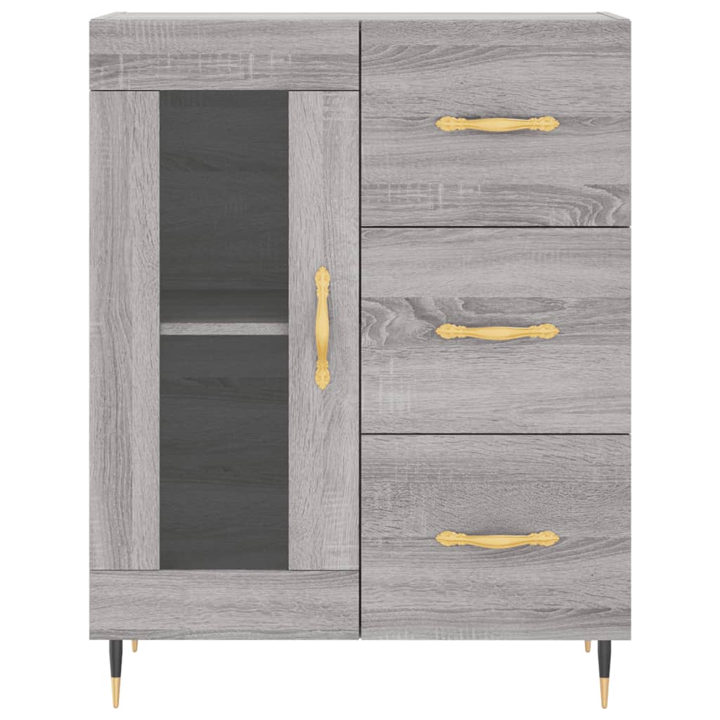 Sonoma graues Sideboard 69,5 x 34 x 90 cm, Holzwerkstoff