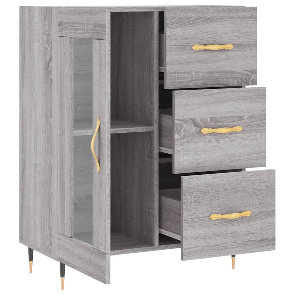 Sonoma graues Sideboard 69,5 x 34 x 90 cm, Holzwerkstoff