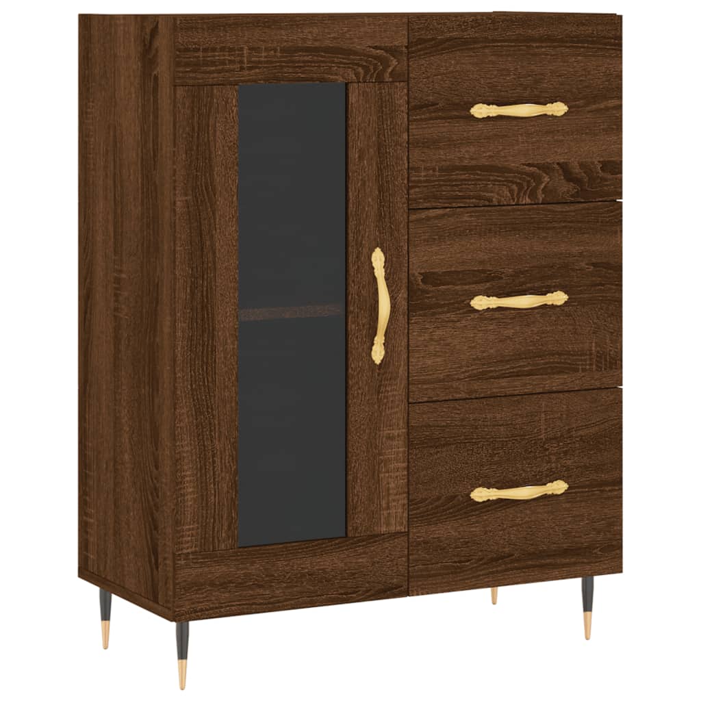 Buffet chêne marron 69,5x34x90 cm bois d'ingénierie