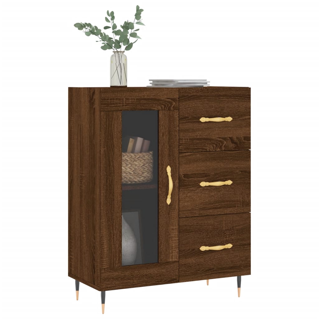 Sideboard aus brauner Eiche, 69,5 x 34 x 90 cm, Holzwerkstoff