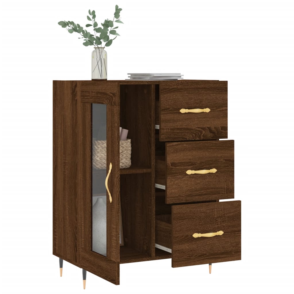 Sideboard aus brauner Eiche, 69,5 x 34 x 90 cm, Holzwerkstoff