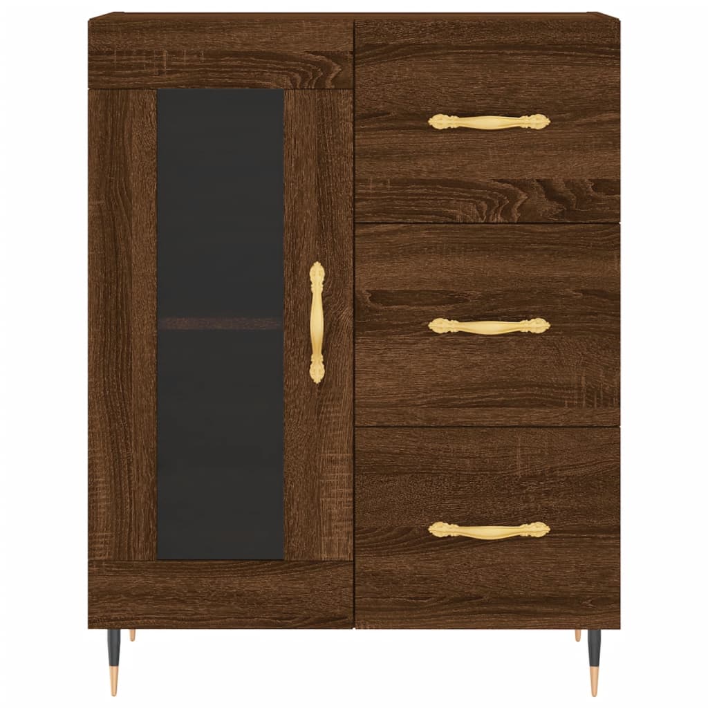 Buffet chêne marron 69,5x34x90 cm bois d'ingénierie