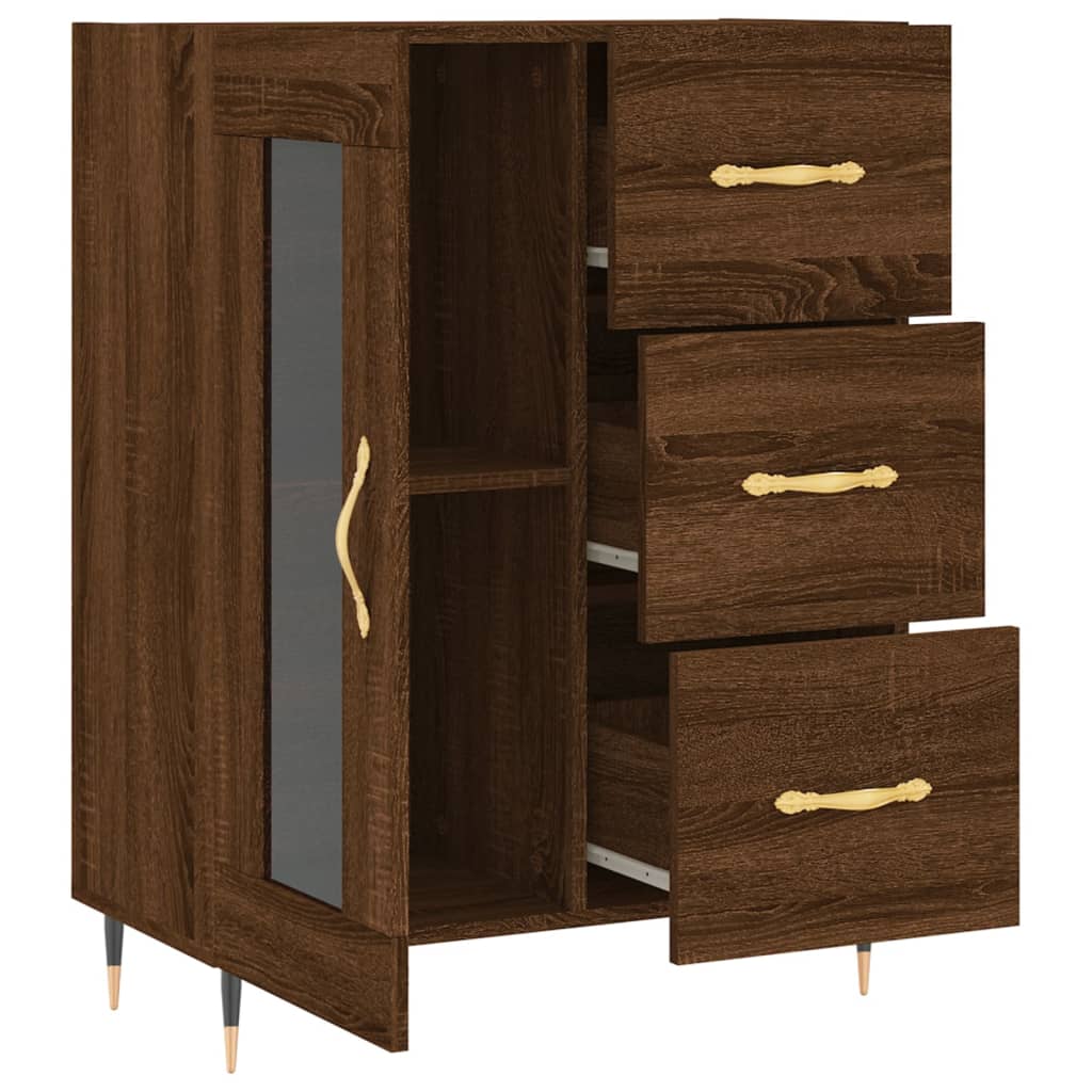 Buffet chêne marron 69,5x34x90 cm bois d'ingénierie