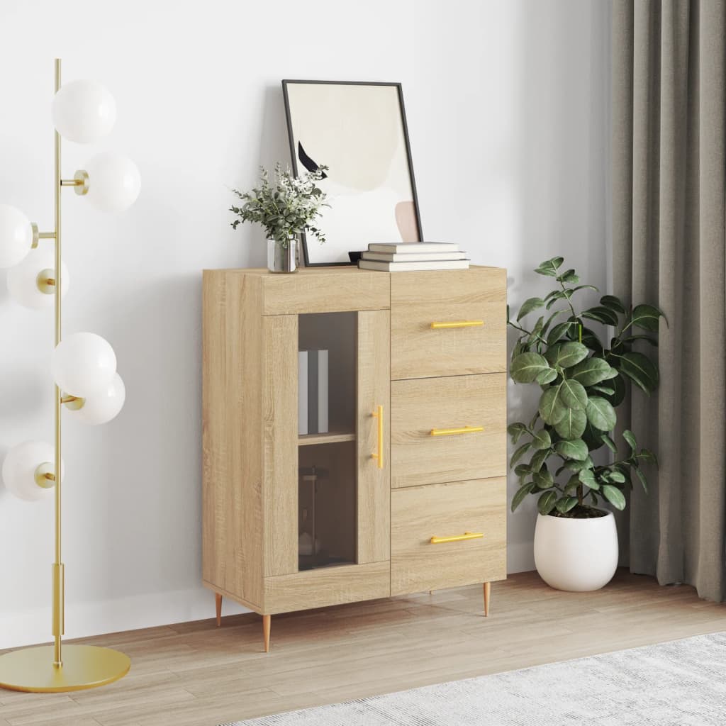 Sideboard aus Sonoma-Eiche, 69,5 x 34 x 90 cm, Holzwerkstoff