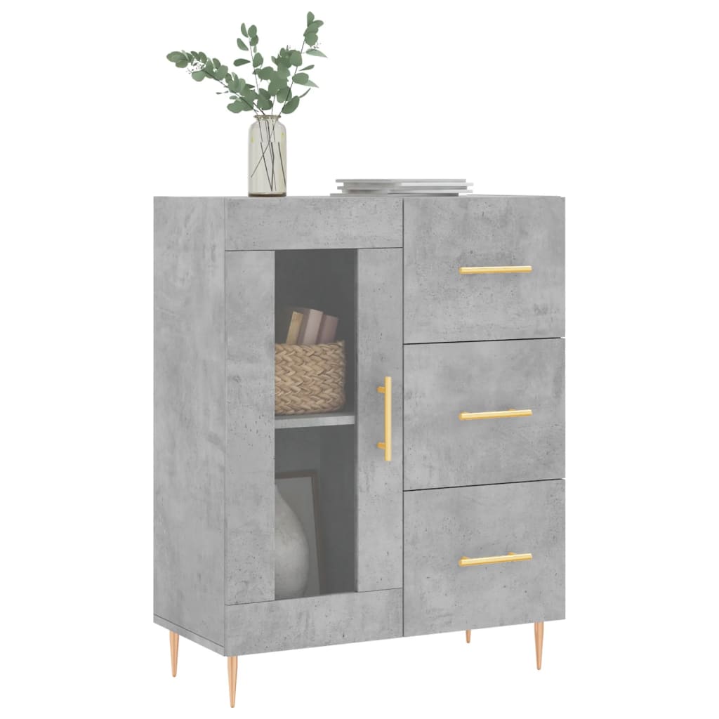 Buffet gris béton 69,5x34x90 cm bois d'ingénierie