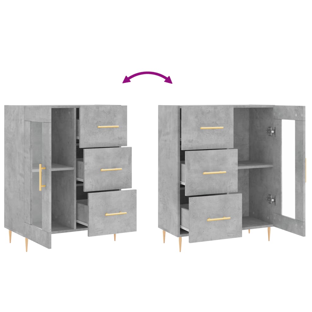 Buffet gris béton 69,5x34x90 cm bois d'ingénierie