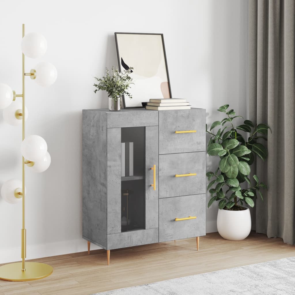 Concrete gray sideboard 69.5x34x90 cm engineered wood