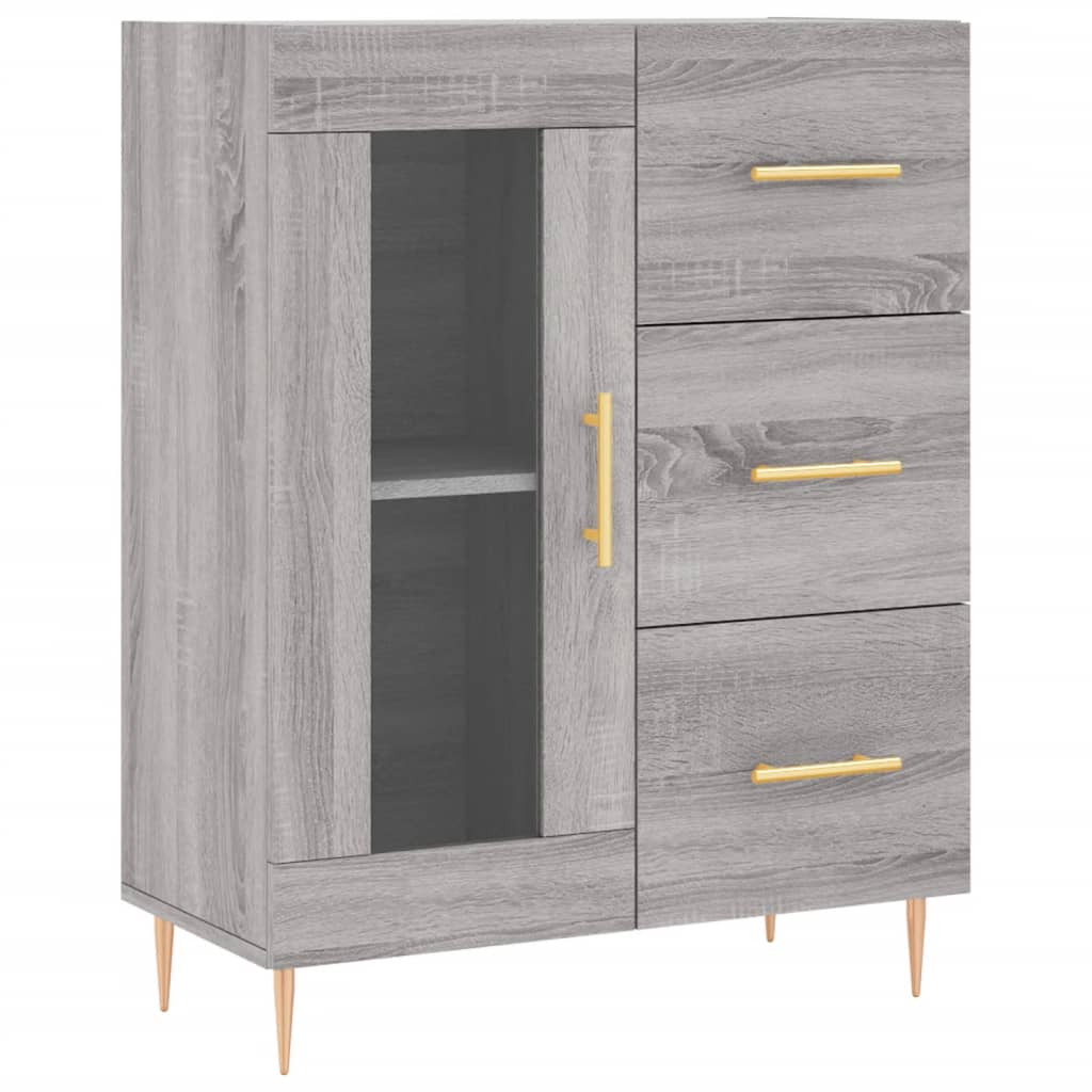 Sonoma graues Sideboard 69,5 x 34 x 90 cm, Holzwerkstoff