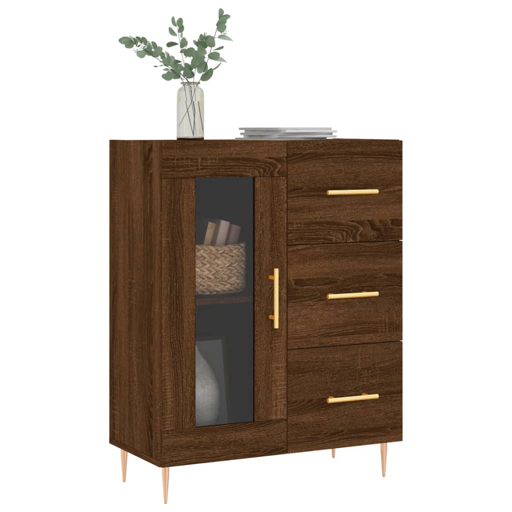 Buffet chêne marron 69,5x34x90 cm bois d'ingénierie