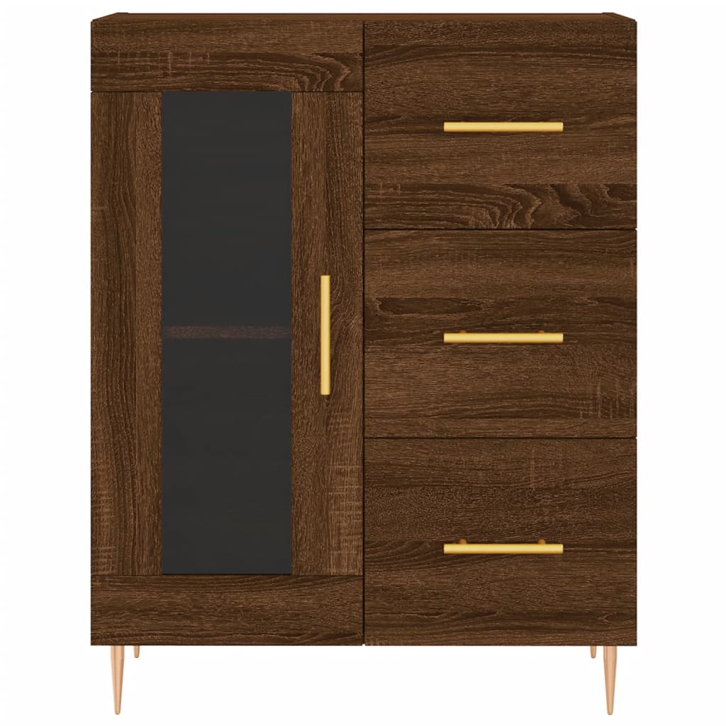 Buffet chêne marron 69,5x34x90 cm bois d'ingénierie