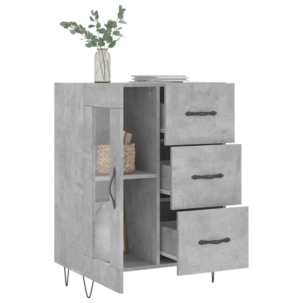 Buffet gris béton 69,5x34x90 cm bois d'ingénierie