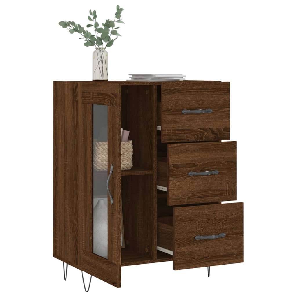 Buffet chêne marron 69,5x34x90 cm bois d'ingénierie