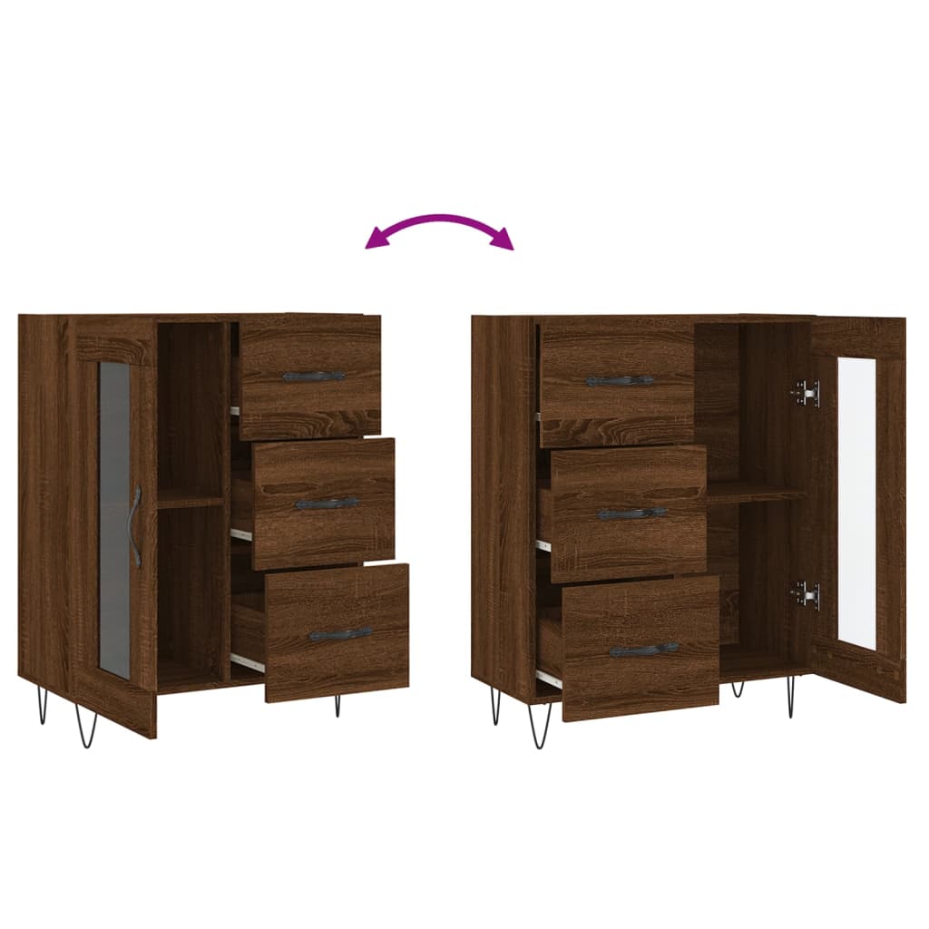 Buffet chêne marron 69,5x34x90 cm bois d'ingénierie