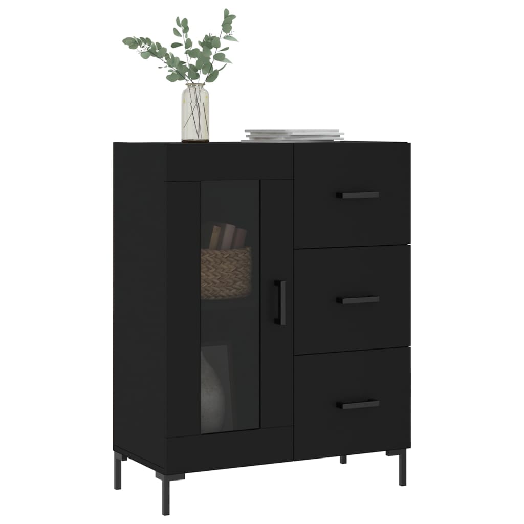 Buffet noir 69,5x34x90 cm bois d'ingénierie