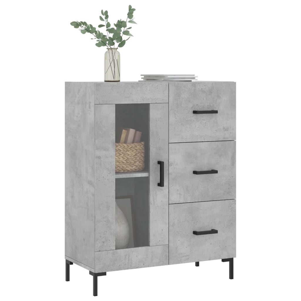 Buffet gris béton 69,5x34x90 cm bois d'ingénierie