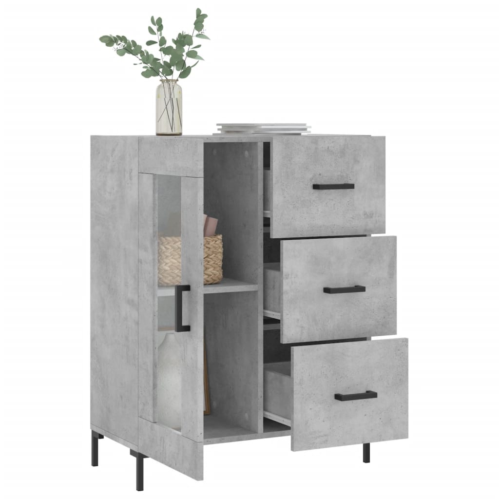 Buffet gris béton 69,5x34x90 cm bois d'ingénierie