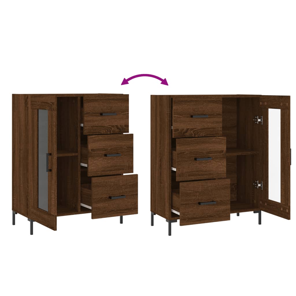 Buffet chêne marron 69,5x34x90 cm bois d'ingénierie