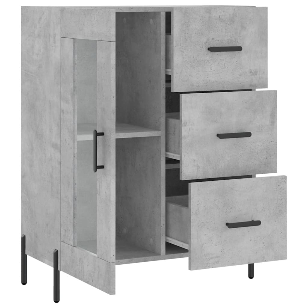 Betongraues Sideboard 69,5 x 34 x 90 cm, Holzwerkstoff