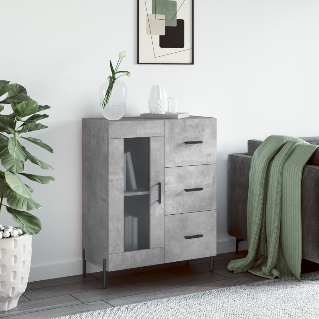 Concrete gray sideboard 69.5x34x90 cm engineered wood