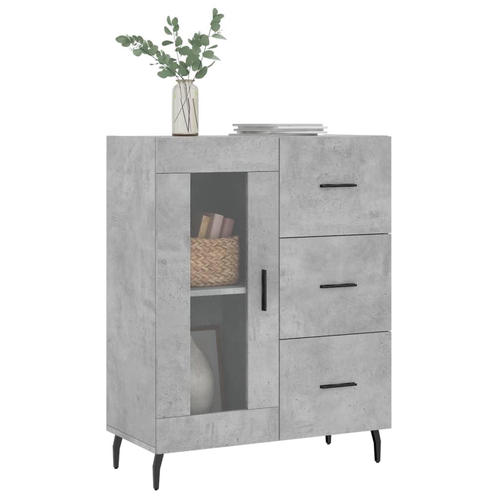 Betongraues Sideboard 69,5 x 34 x 90 cm, Holzwerkstoff