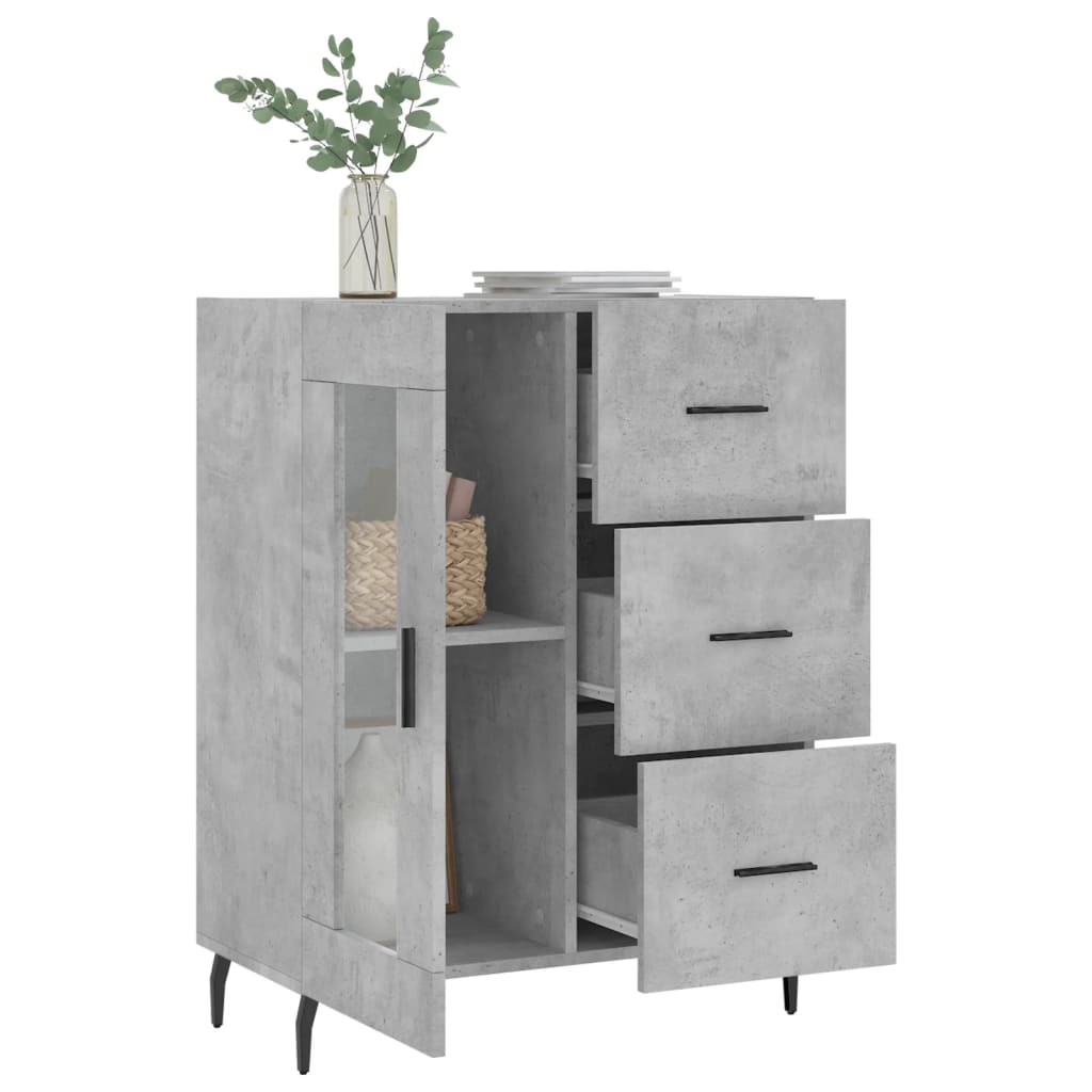 Buffet gris béton 69,5x34x90 cm bois d'ingénierie