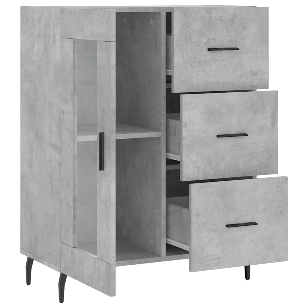 Betongraues Sideboard 69,5 x 34 x 90 cm, Holzwerkstoff