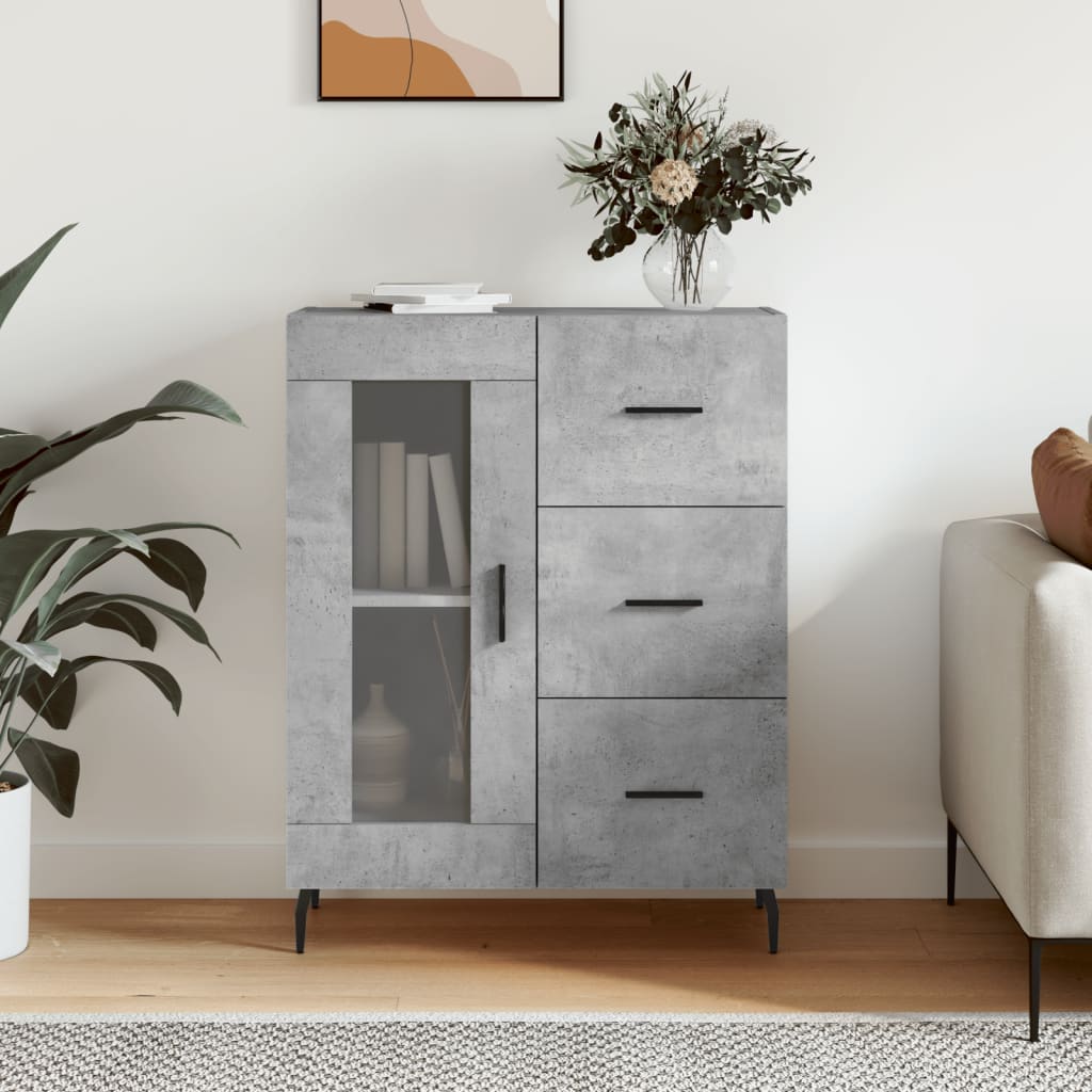 Concrete gray sideboard 69.5x34x90 cm engineered wood