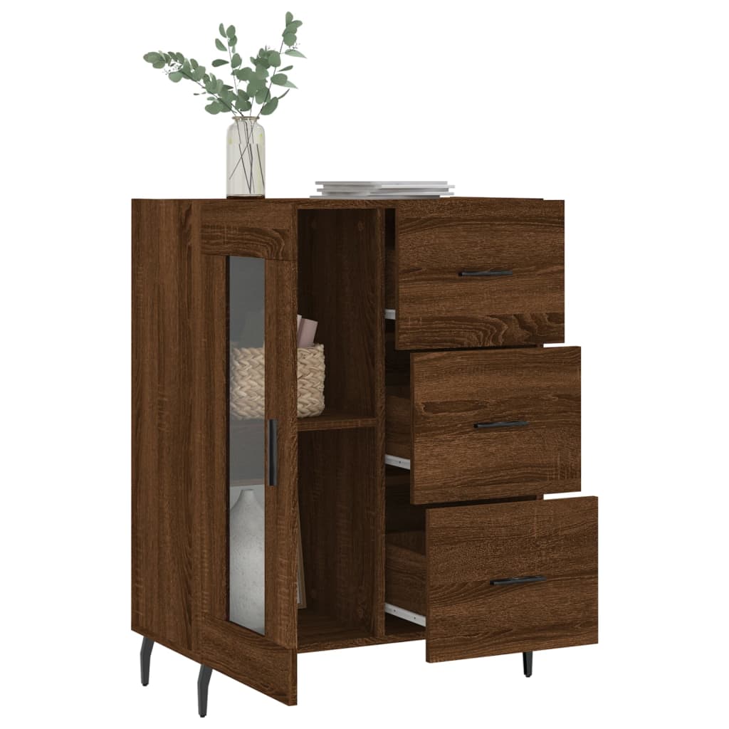 Sideboard aus brauner Eiche, 69,5 x 34 x 90 cm, Holzwerkstoff