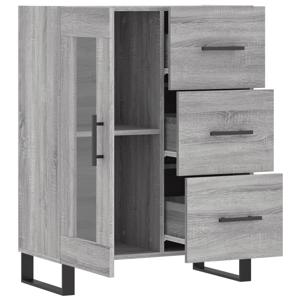 Sonoma graues Sideboard 69,5 x 34 x 90 cm, Holzwerkstoff