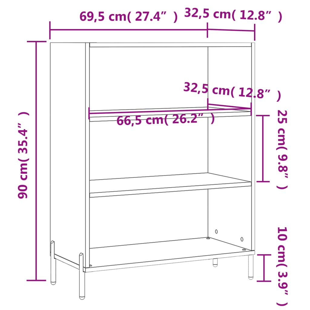 Armoire à étagères noir 69,5x32,5x90 cm bois d'ingénierie