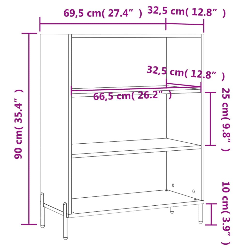 Armoire à étagères chêne marron 69,5x32,5x90 cm bois ingénierie