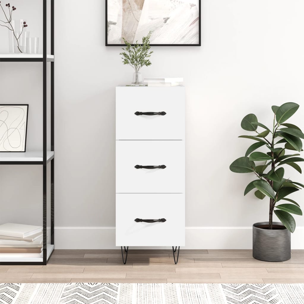 White sideboard 34.5x34x90 cm engineered wood