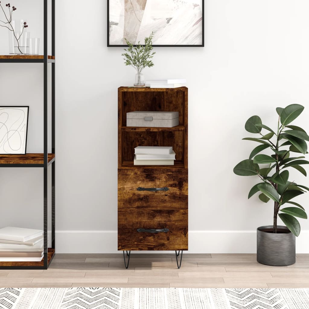 Sideboard Smoked Oak 34.5x34x90 cm Engineered wood