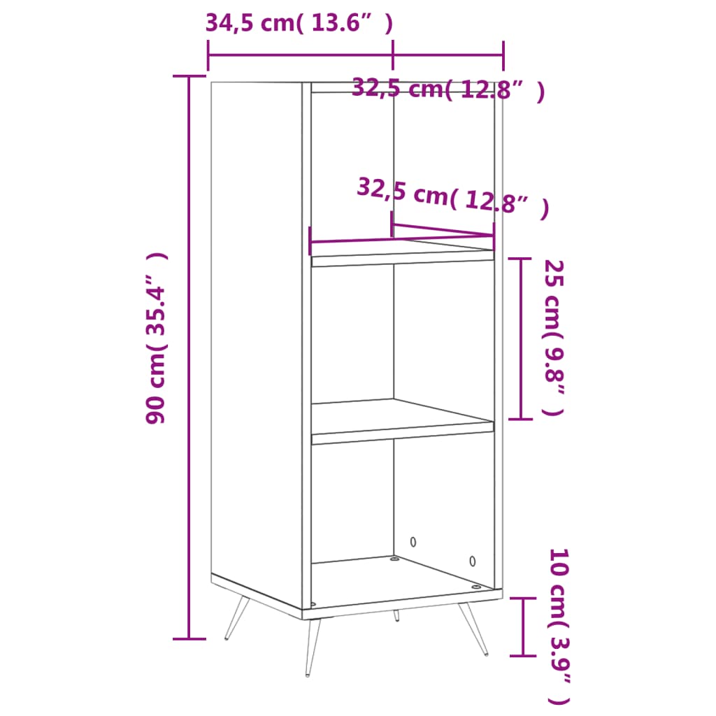 Armoire à étagères chêne sonoma 34,5x32,5x90 cm bois ingénierie